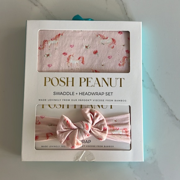 🆕 Posh Peanut unicorn headwrap & Swaddle Set - Picture 2 of 2